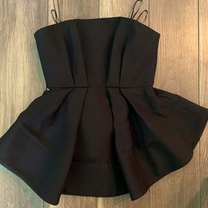C/meo collective black peplum strapless top NWT SMALL